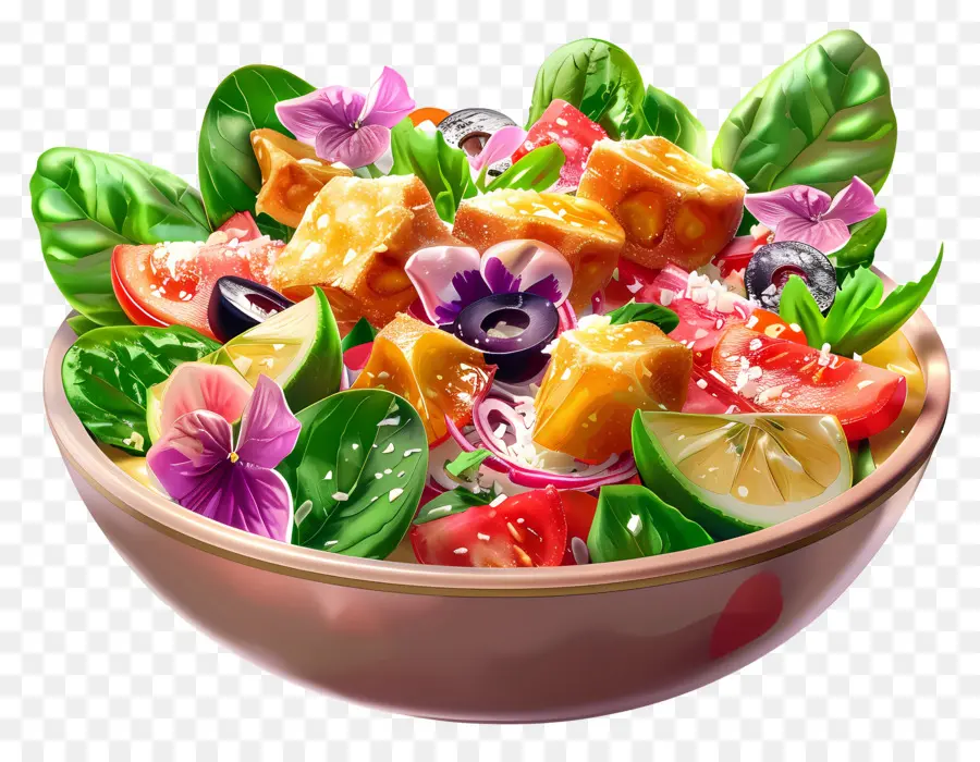 Salad Kaisar，Mangkuk Salad Yang Bersemangat PNG