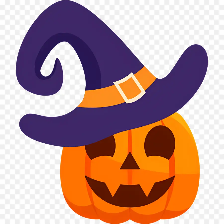 Labu Halloween，Labu Dengan Topi Penyihir PNG