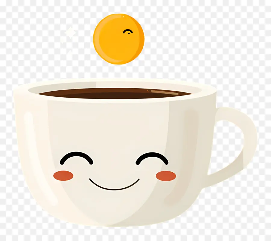 Kopi Kawaii，Cangkir Kopi Tersenyum PNG