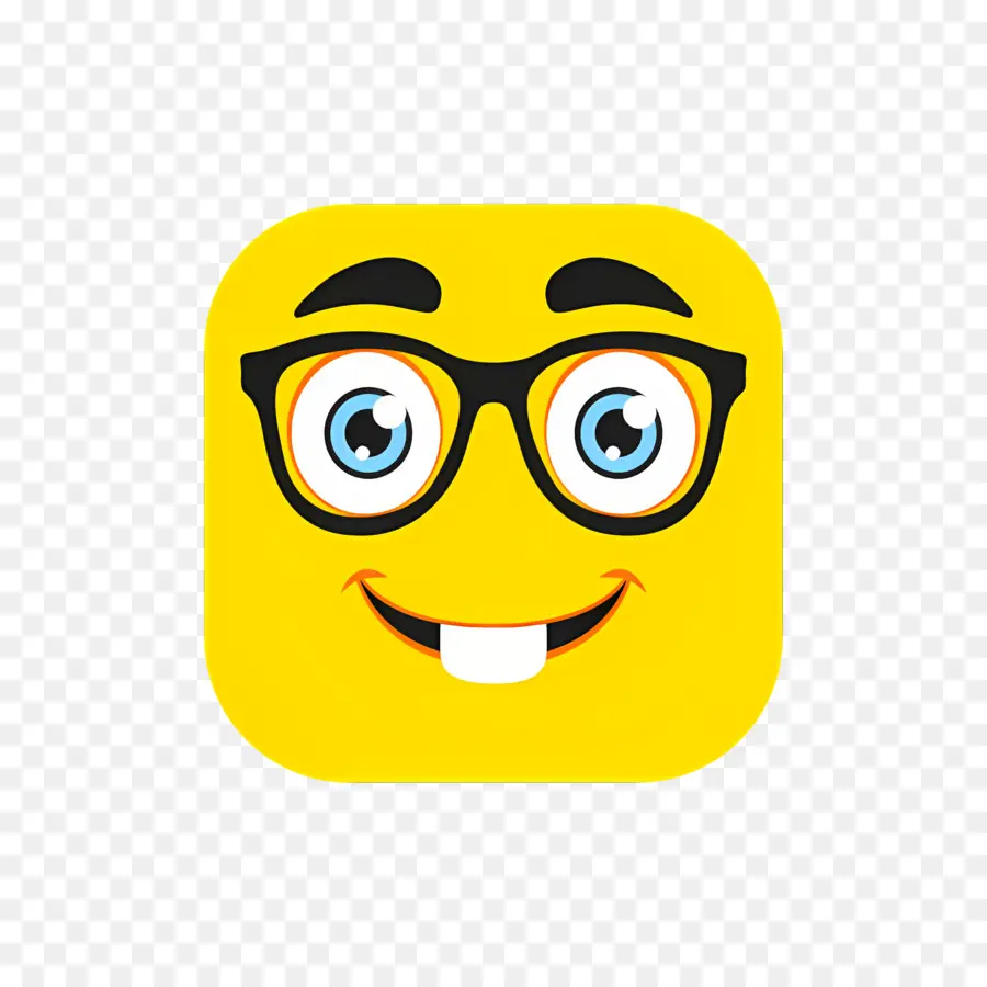 Emoji Kutu Buku，Wajah Kuning Dengan Kacamata PNG