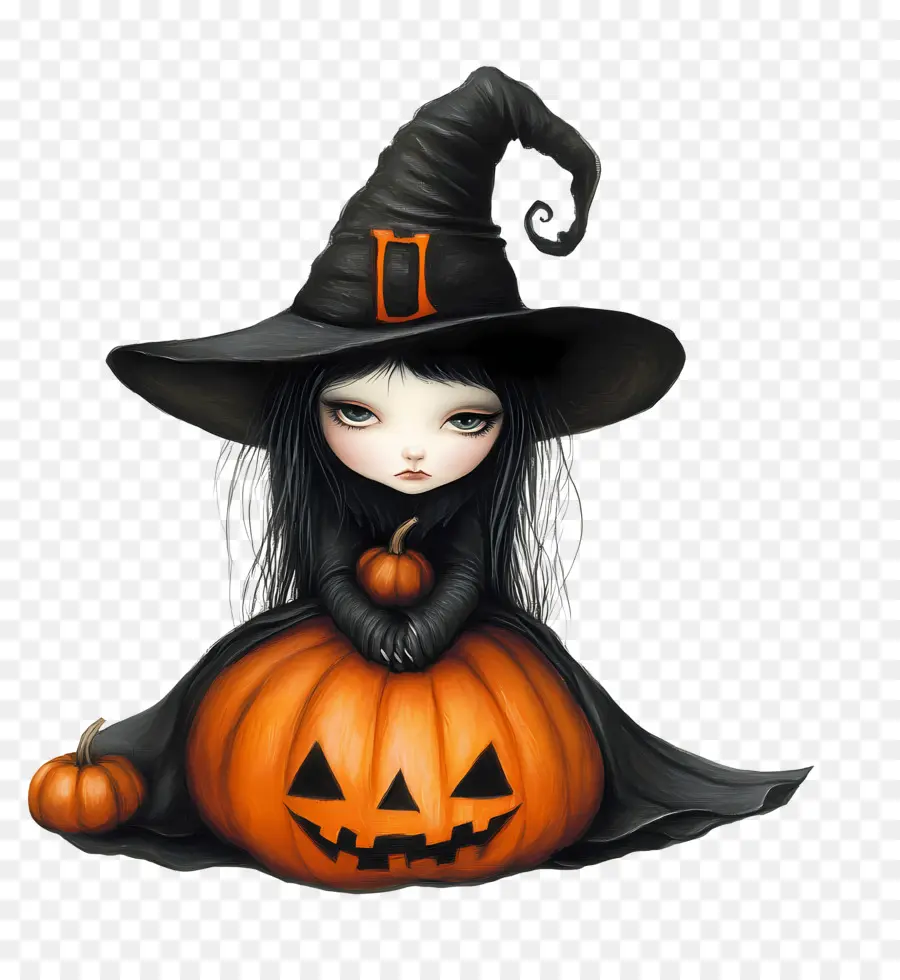 Penyihir Halloween，Penyihir Dengan Labu PNG