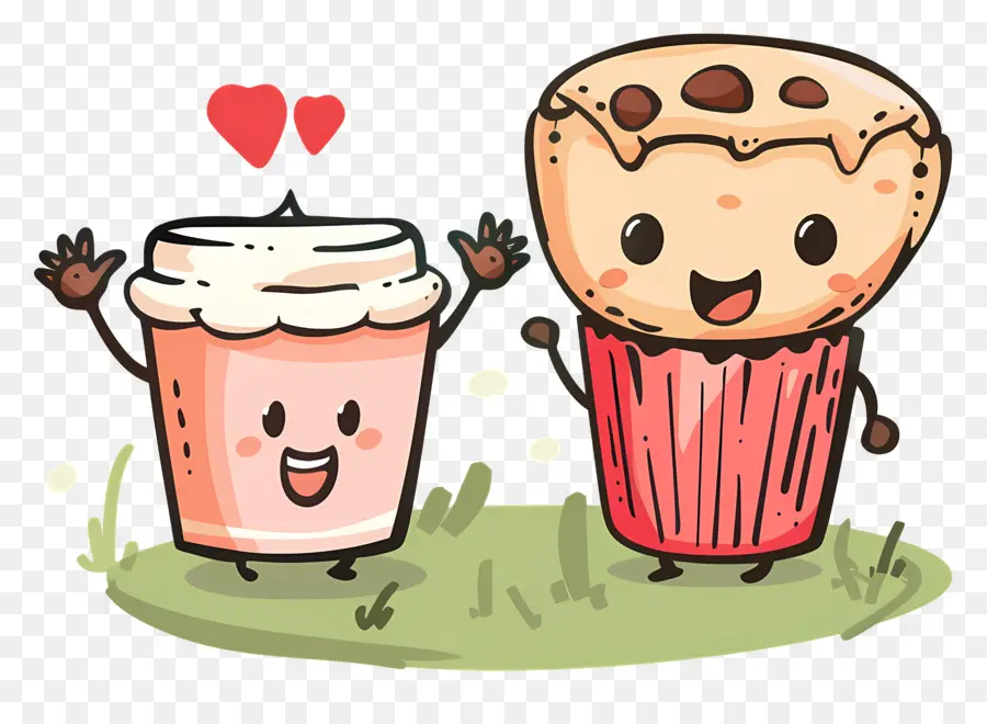 Kopi Kawaii，Cupcake Lucu Dan Kopi PNG