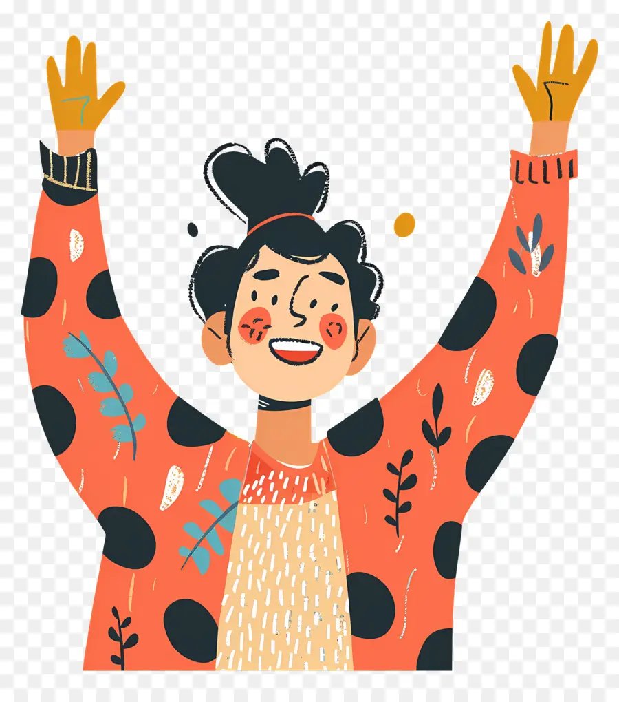 Wanita Bersemangat，Orang Yang Bersemangat Dengan Sweter Polka Dot PNG