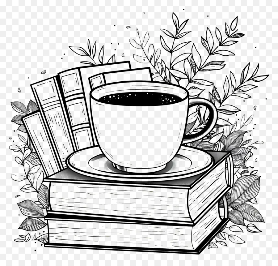 Menggambar Buku，Cangkir Kopi Dan Buku PNG