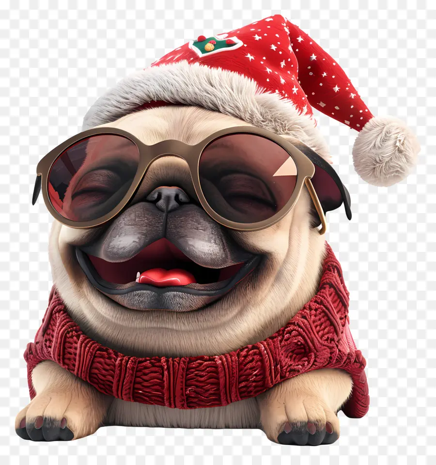 Anjing 3d，Anjing Dengan Topi Santa PNG