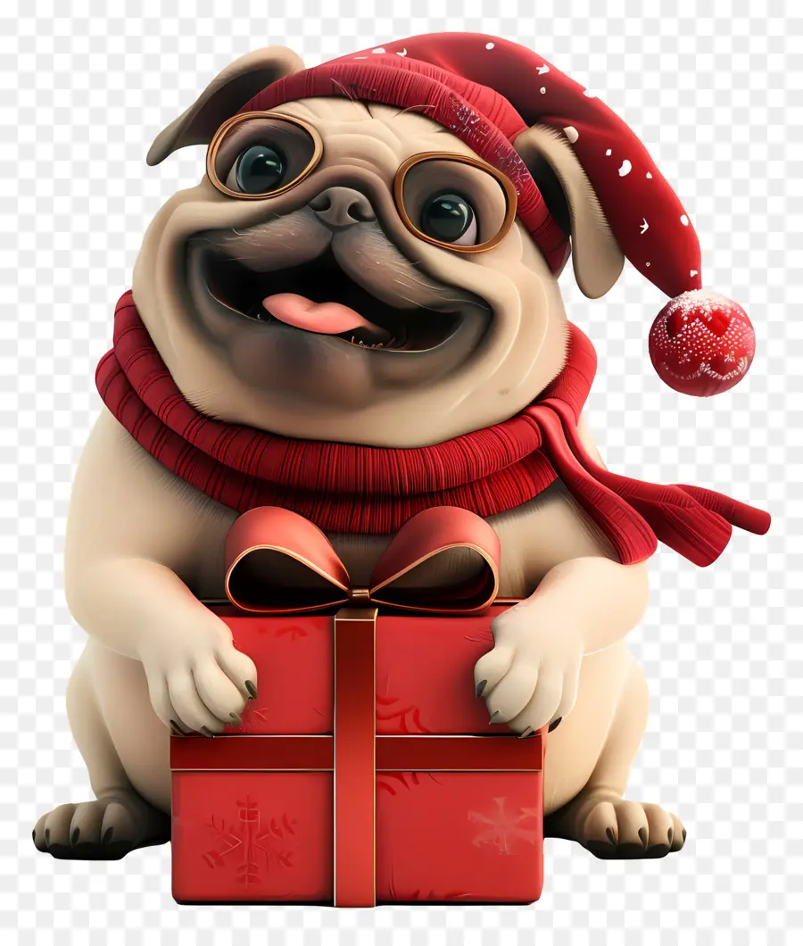 Anjing 3d，Pug Dengan Pakaian Musim Dingin PNG