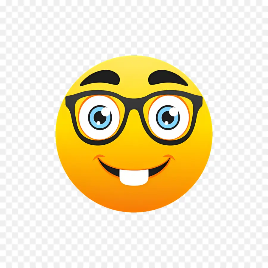 Emoji Kutu Buku，Wajah Kuning Dengan Kacamata PNG