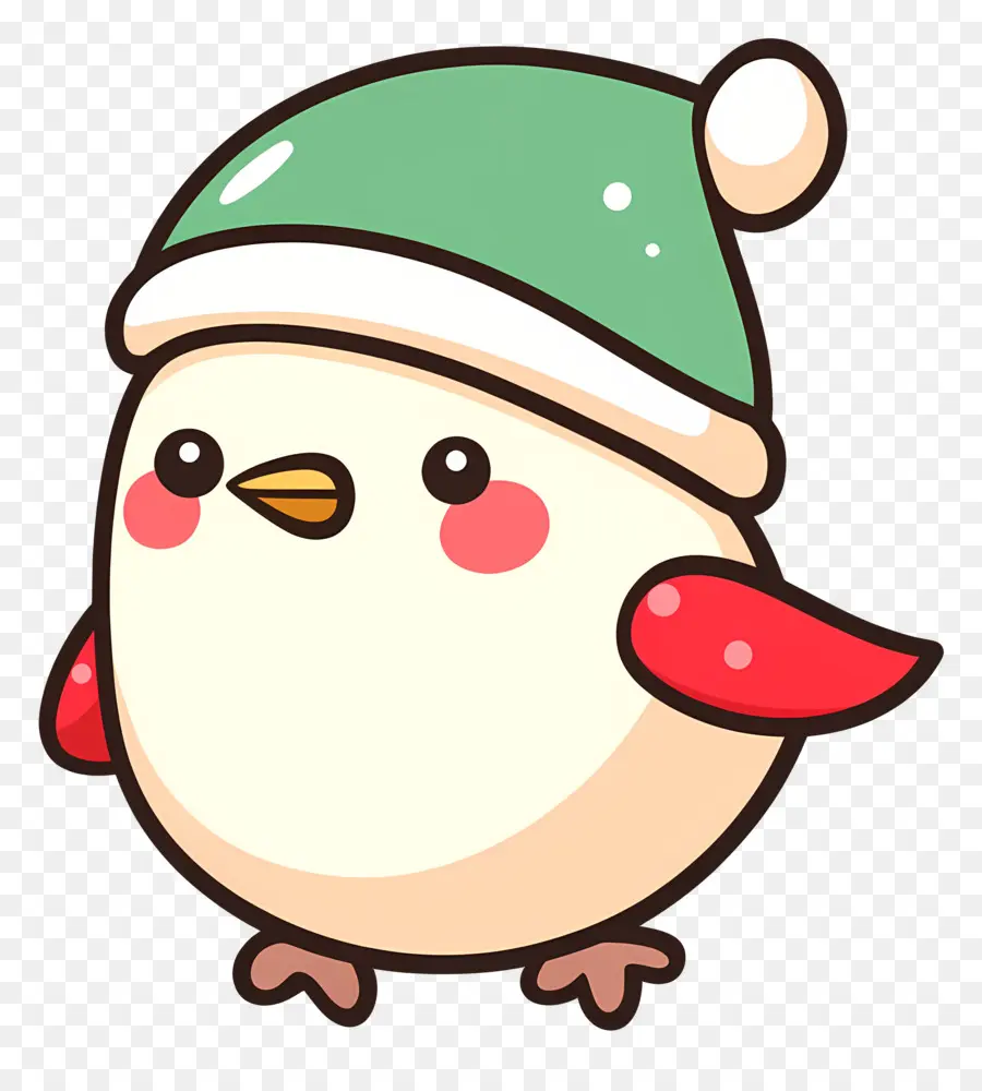 Burung Natal，Burung Kartun Dengan Topi Santa PNG