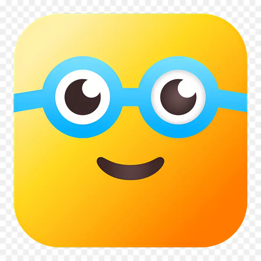 Emoji Kutu Buku，Wajah Kuning Dengan Kacamata PNG