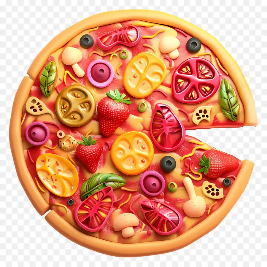 Pizza 3d，Pizza Berwarna Warni PNG