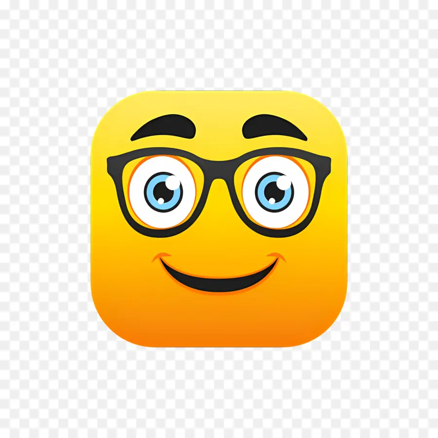 Emoji Kutu Buku，Wajah Kuning Dengan Kacamata PNG