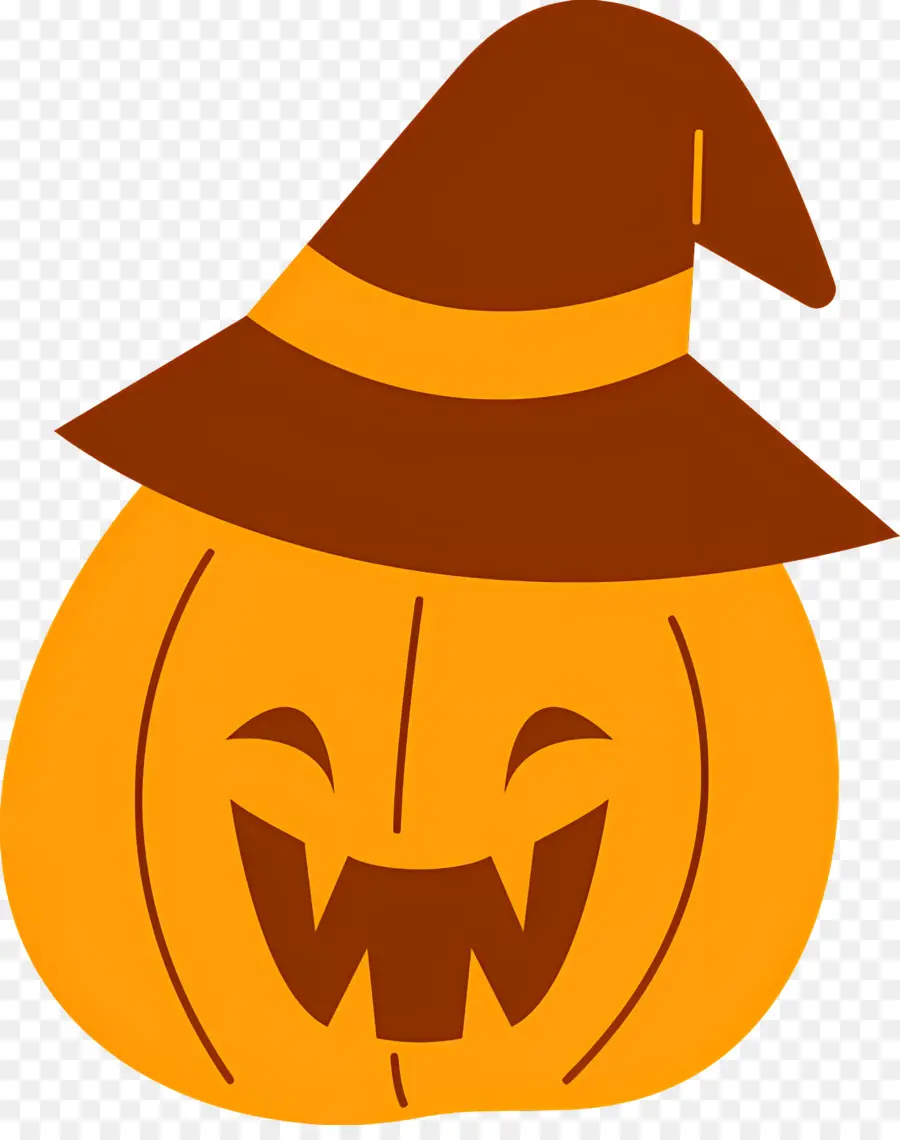 Labu Halloween Yang Lucu，Labu Dengan Topi Penyihir PNG