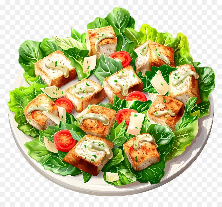 Salad Kaisar，Piring Salad PNG