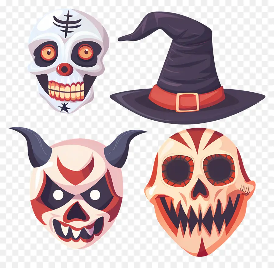 Karakter Halloween，Tengkorak Halloween PNG