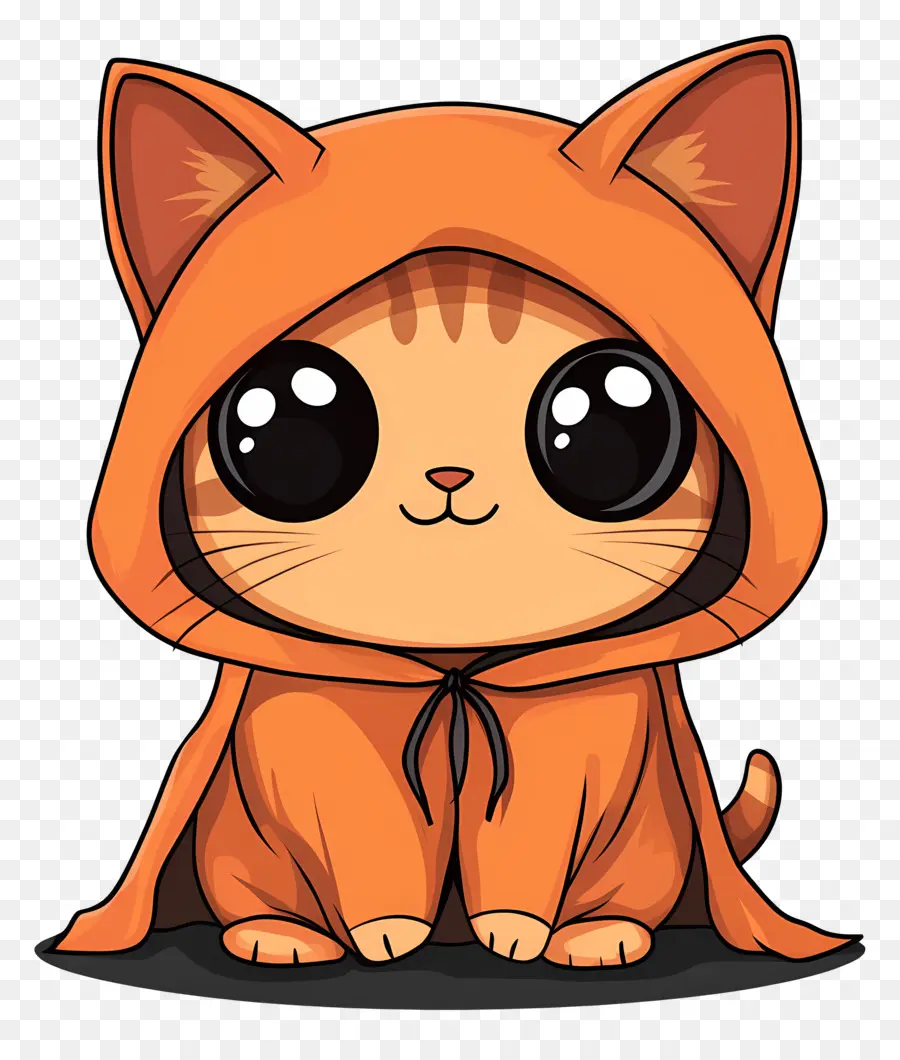 Kucing Halloween，Kucing Oranye Dalam Jubah PNG