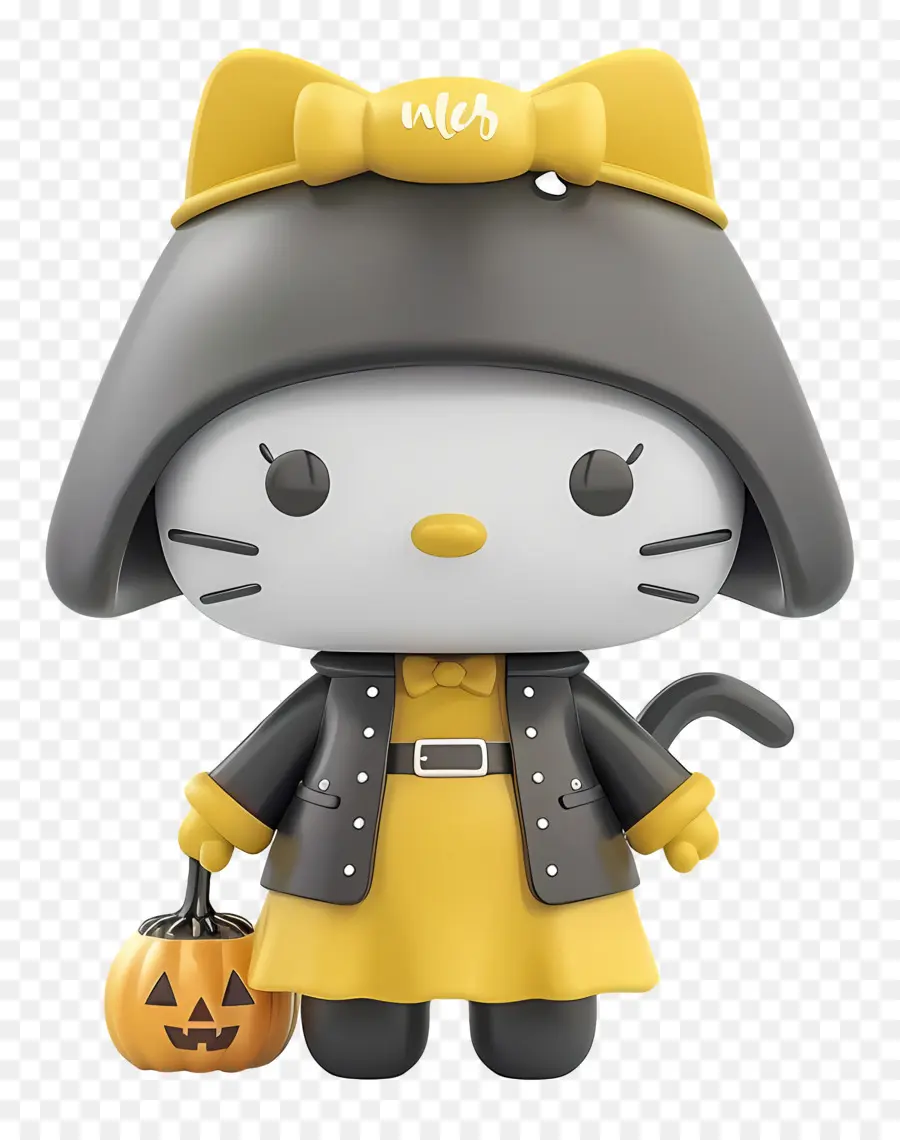 Halo Kitty Halloween，Kucing Hitam Dan Kuning PNG