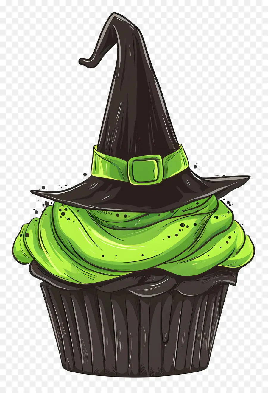 Kue Mangkuk Halloween，Cupcake Topi Penyihir PNG