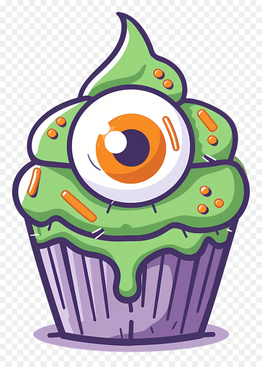 Kue Mangkuk Halloween，Cupcake Bola Mata PNG