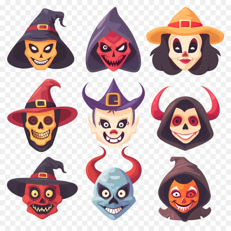 Karakter Halloween，Wajah Halloween PNG