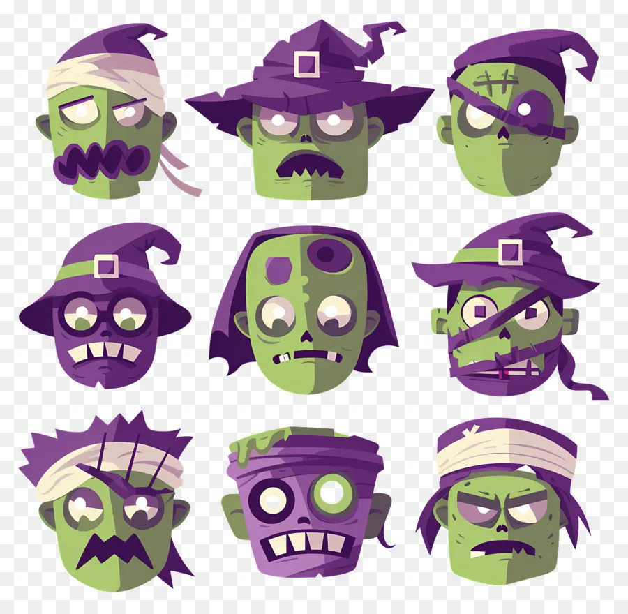 Karakter Halloween，Wajah Monster Hijau PNG