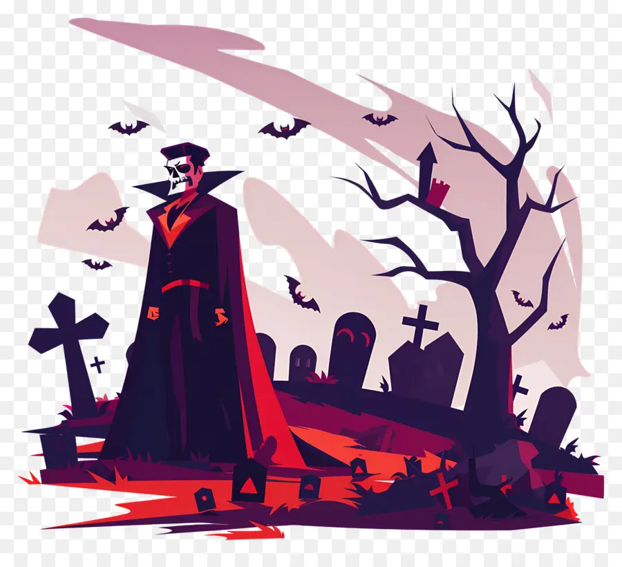 Vampir Hallowen，Vampir Di Kuburan PNG