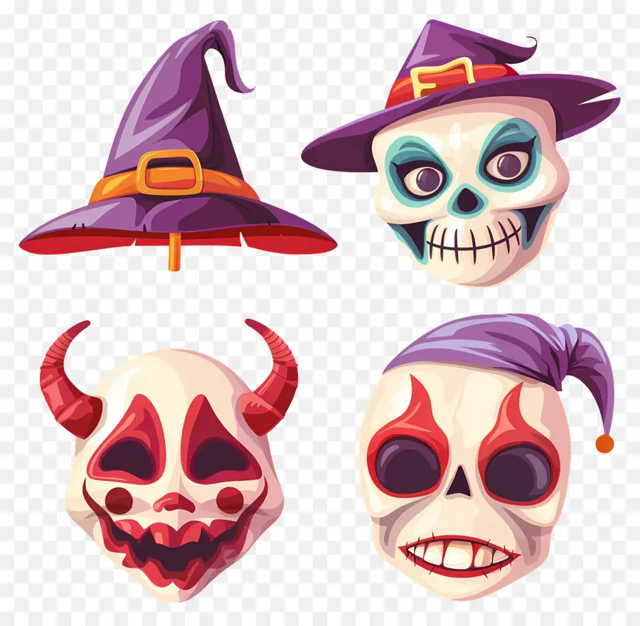 Karakter Halloween，Tengkorak Halloween PNG