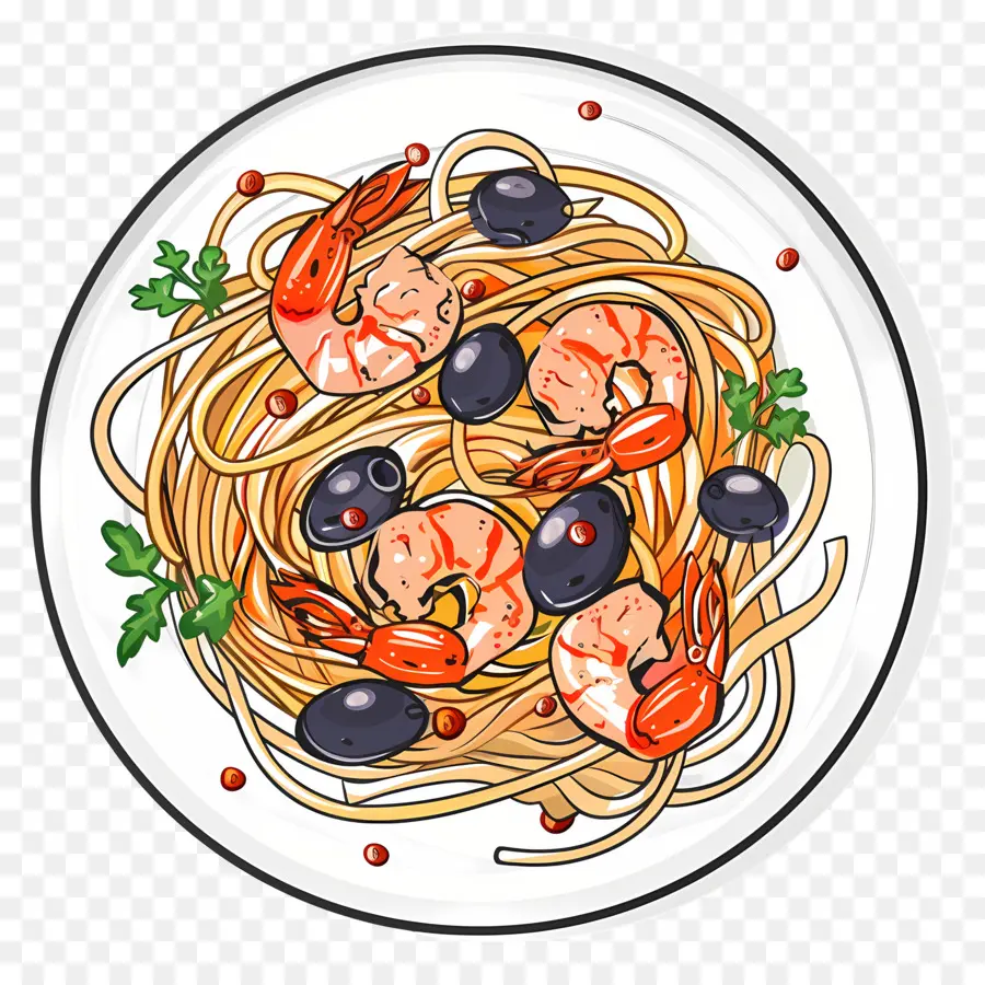 Spageti，Pasta Udang PNG