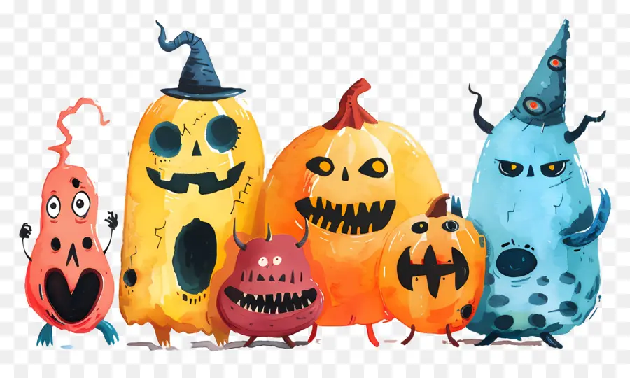 Perbatasan Halloween，Labu Monster PNG