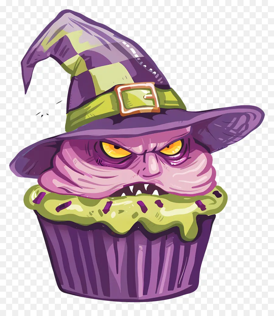 Kue Mangkuk Halloween，Cupcake Penyihir PNG