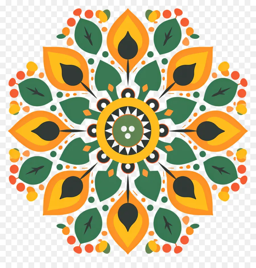 Pookalam，Mandala Berwarna Warni PNG