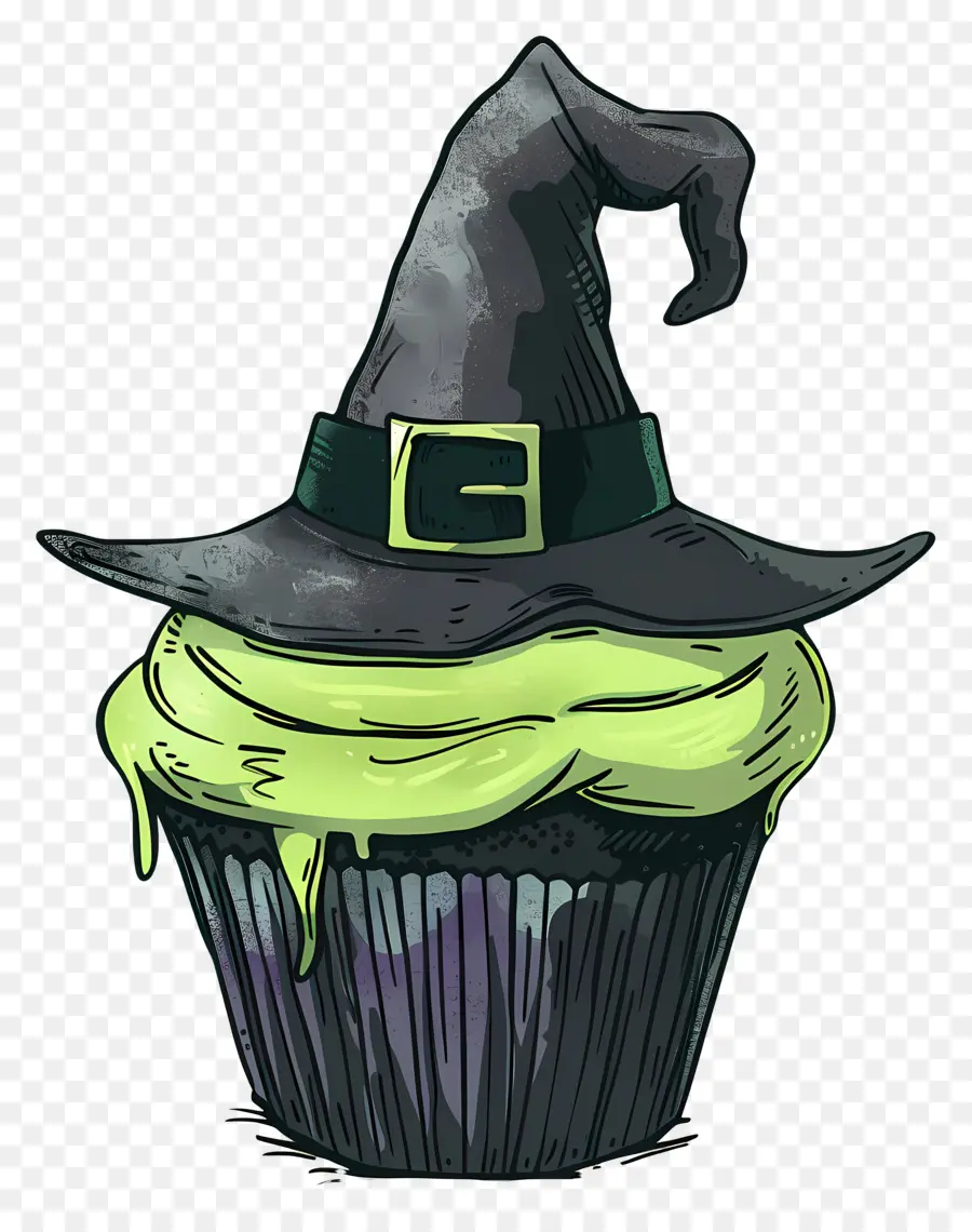 Kue Mangkuk Halloween，Cupcake Topi Penyihir PNG