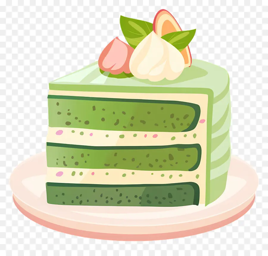 Kue Matcha，Irisan Kue Hijau PNG