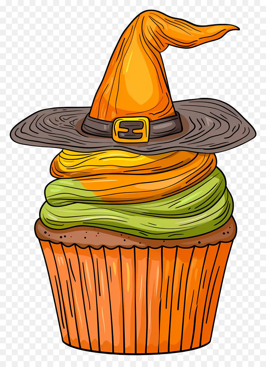 Kue Mangkuk Halloween，Cupcake Topi Penyihir PNG