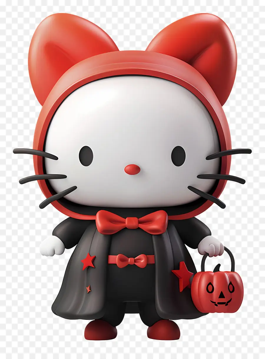 Halo Kitty Halloween，Kucing Kartun Dengan Kostum Halloween PNG