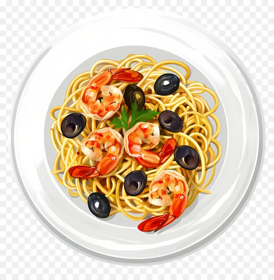 Spageti，Pasta Udang PNG