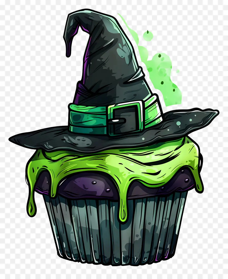 Kue Mangkuk Halloween，Cupcake Topi Penyihir PNG