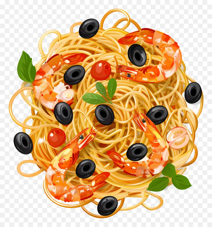 Spageti，Pasta Udang PNG