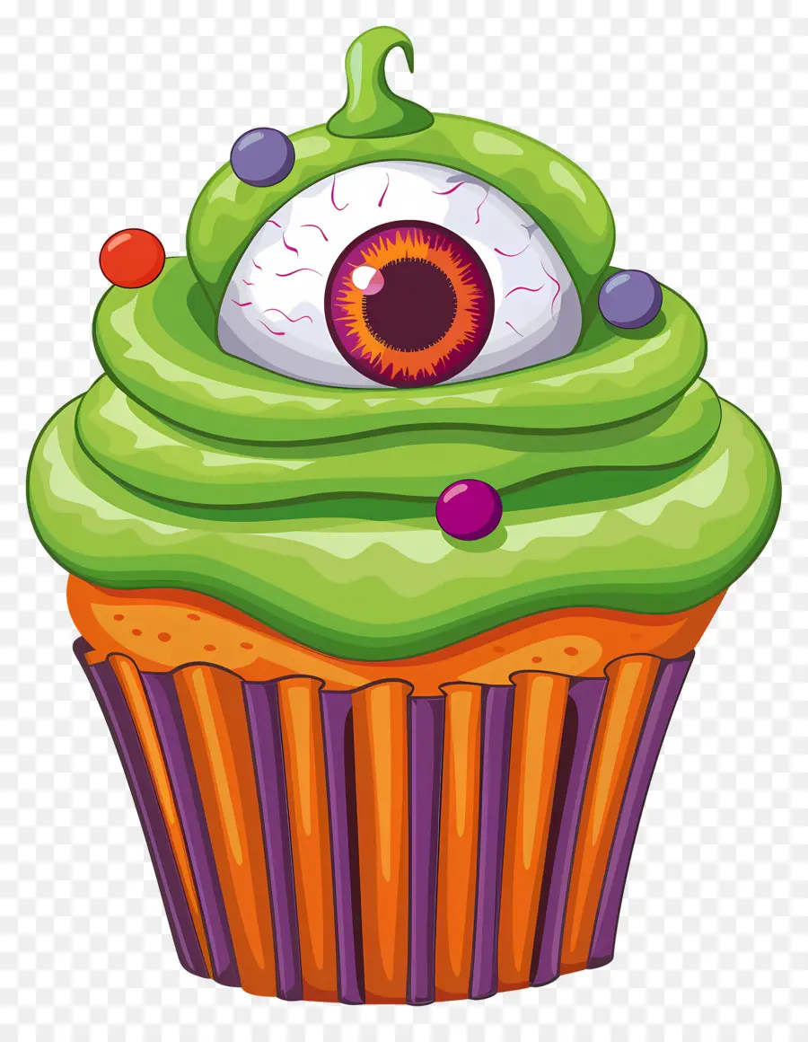 Kue Mangkuk Halloween，Cupcake Bola Mata PNG