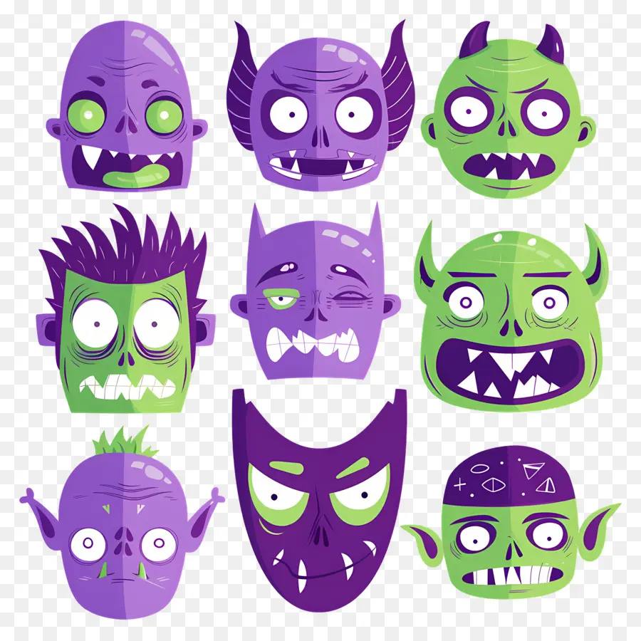 Karakter Halloween，Wajah Monster PNG