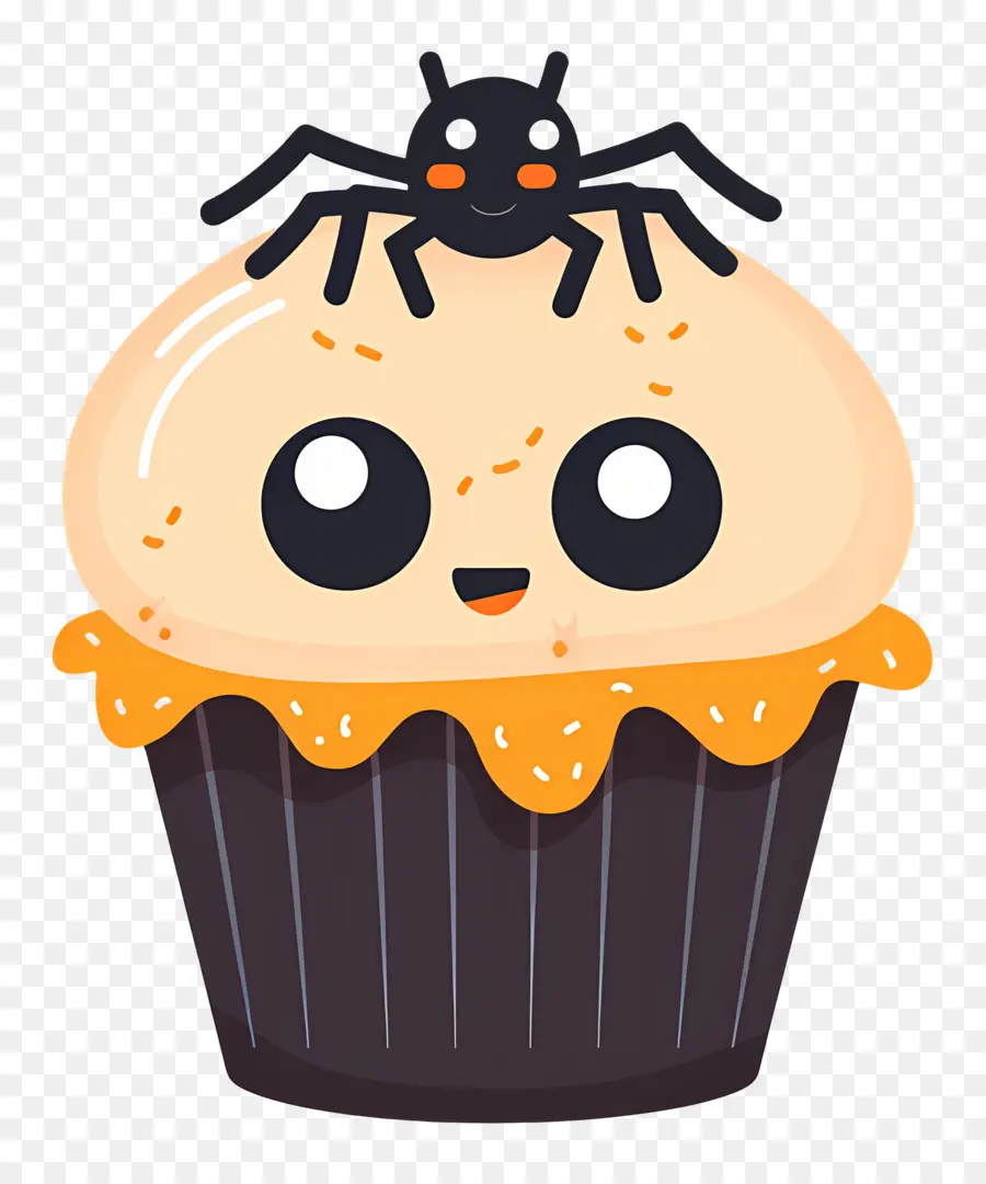 Kue Mangkuk Halloween，Cupcake Dengan Laba Laba PNG