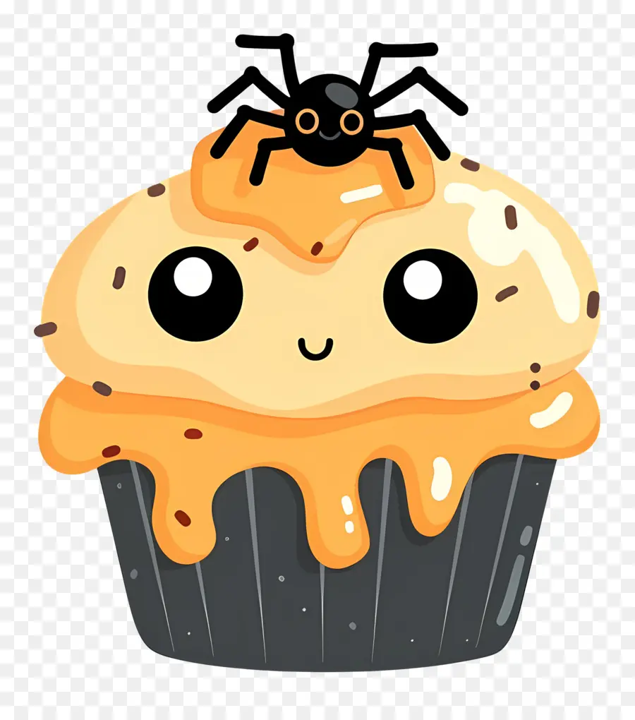 Kue Mangkuk Halloween，Cupcake Dengan Laba Laba PNG