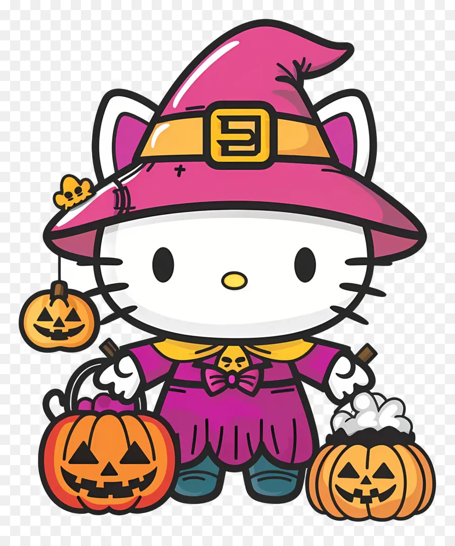 Halo Kitty Halloween，Penyihir Kucing PNG