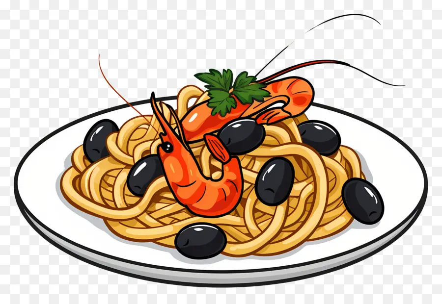 Spageti，Pasta Udang PNG