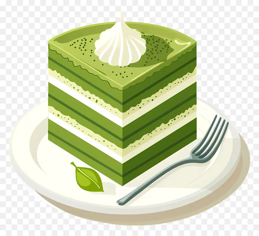 Kue Matcha，Irisan Kue Hijau PNG