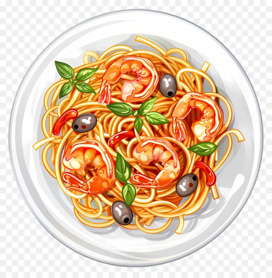 Spageti，Pasta Udang PNG