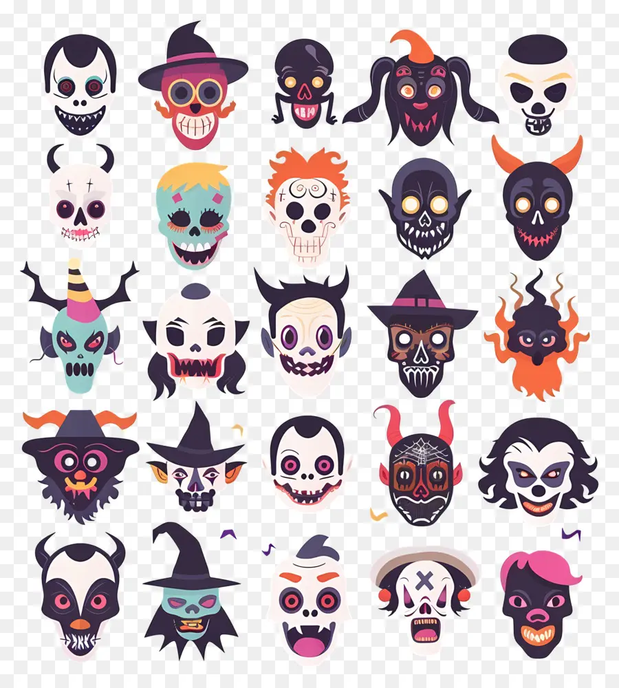 Karakter Halloween，Wajah Halloween PNG