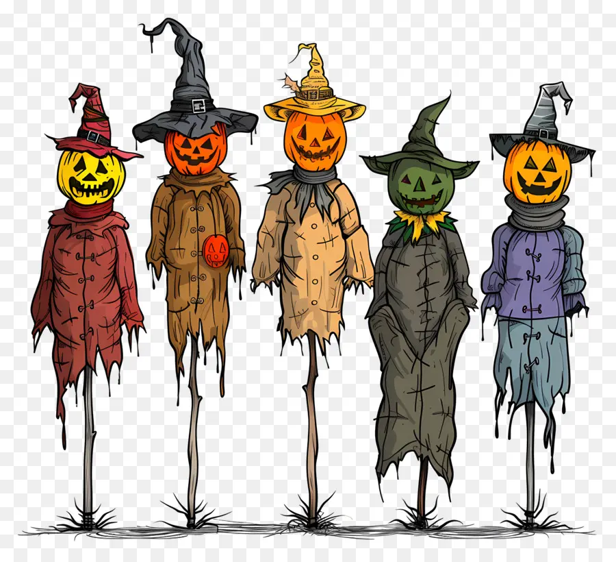 Perbatasan Halloween，Orang Orangan Sawah Labu PNG