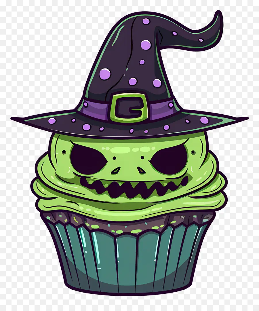 Kue Mangkuk Halloween，Cupcake Penyihir PNG