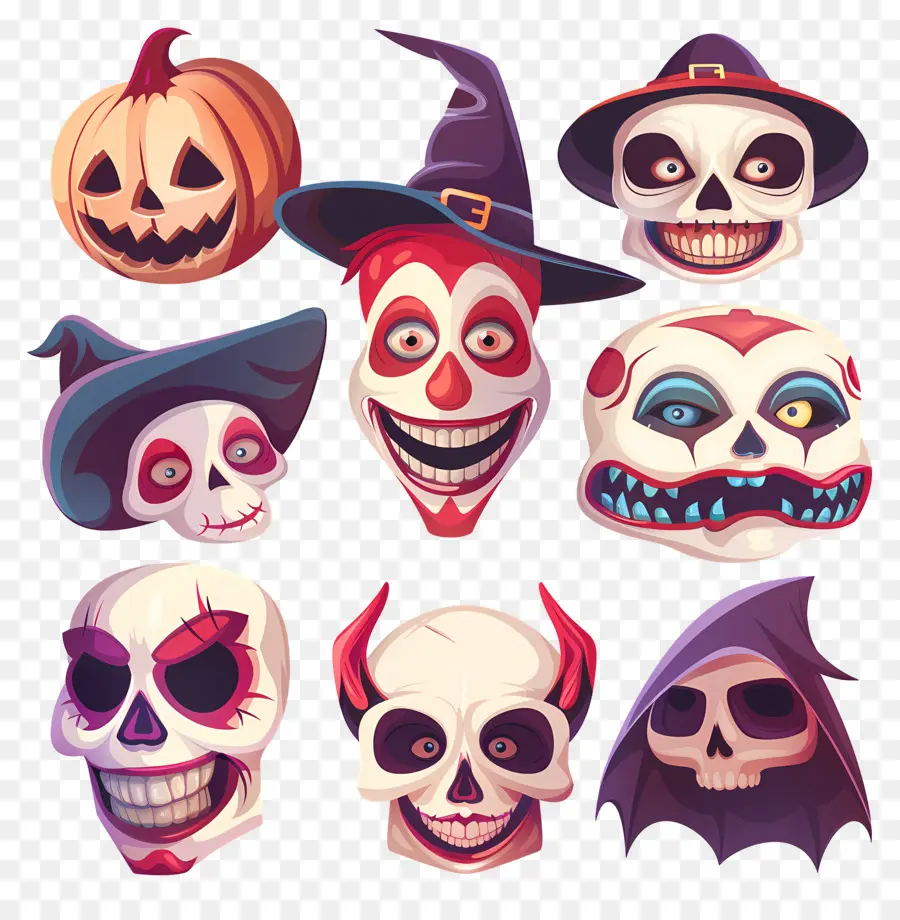 Karakter Halloween，Tengkorak Halloween PNG