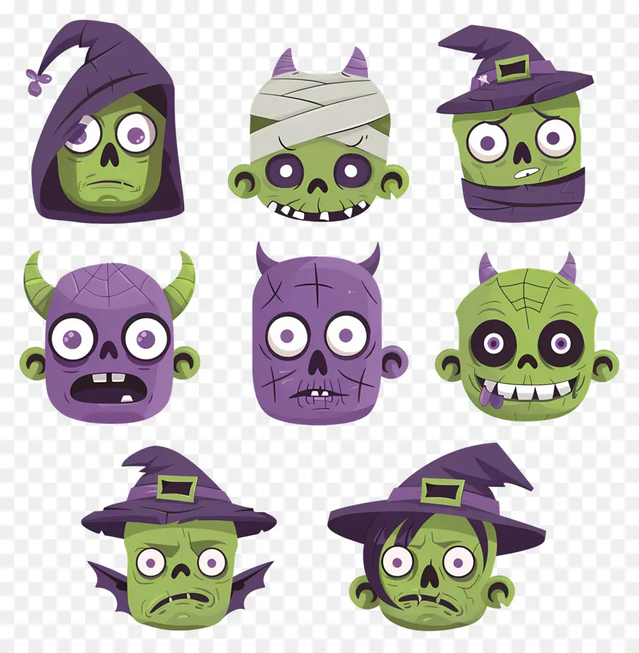 Karakter Halloween，Wajah Zombi PNG